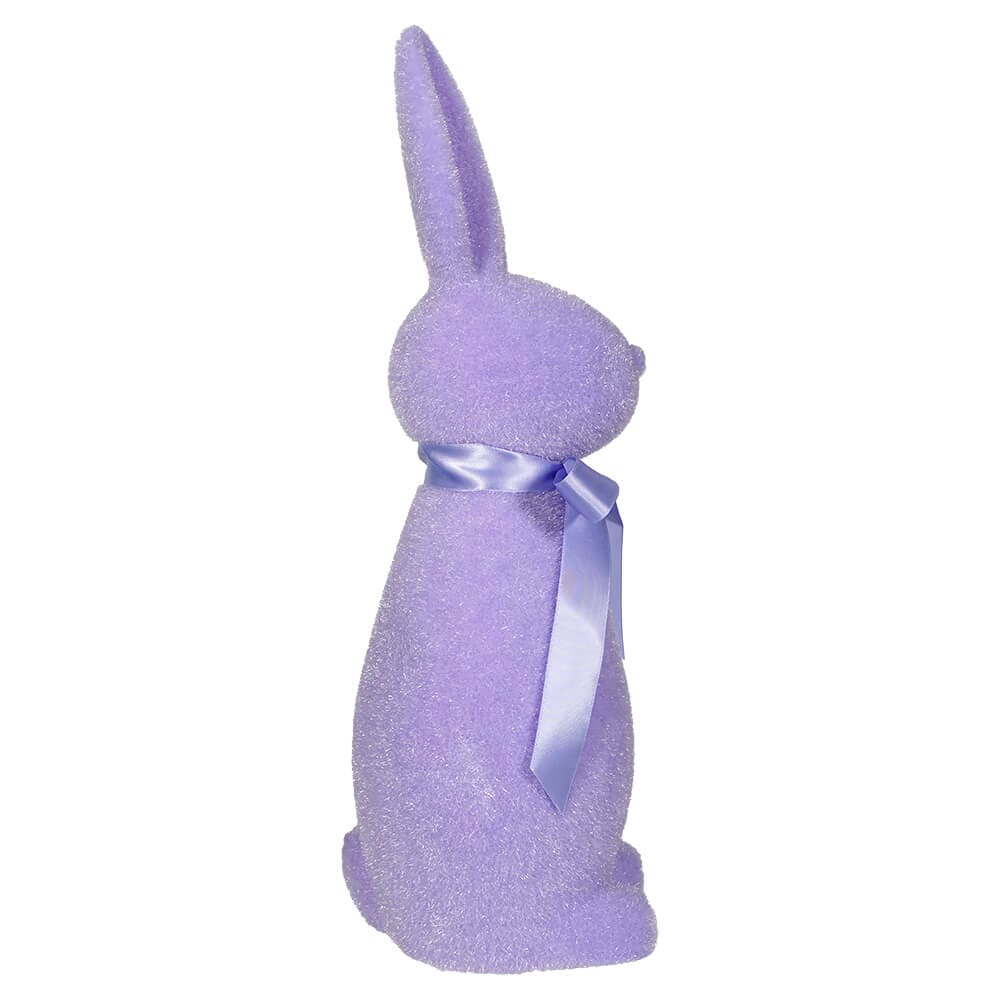 Flocked Pastel Purple Button Nose Bunny