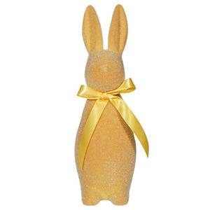 Flocked Pastel Yellow Button Nose Bunny