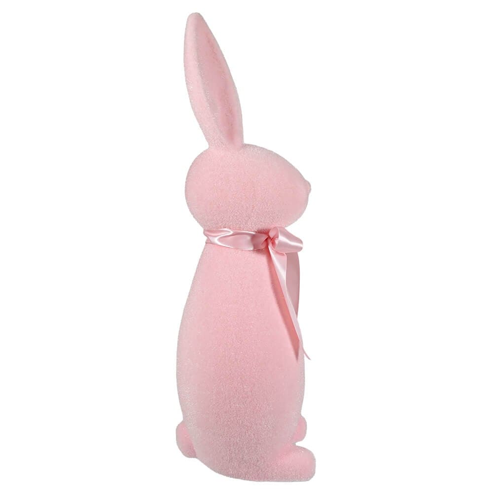 Flocked Pink Button Nose Bunny