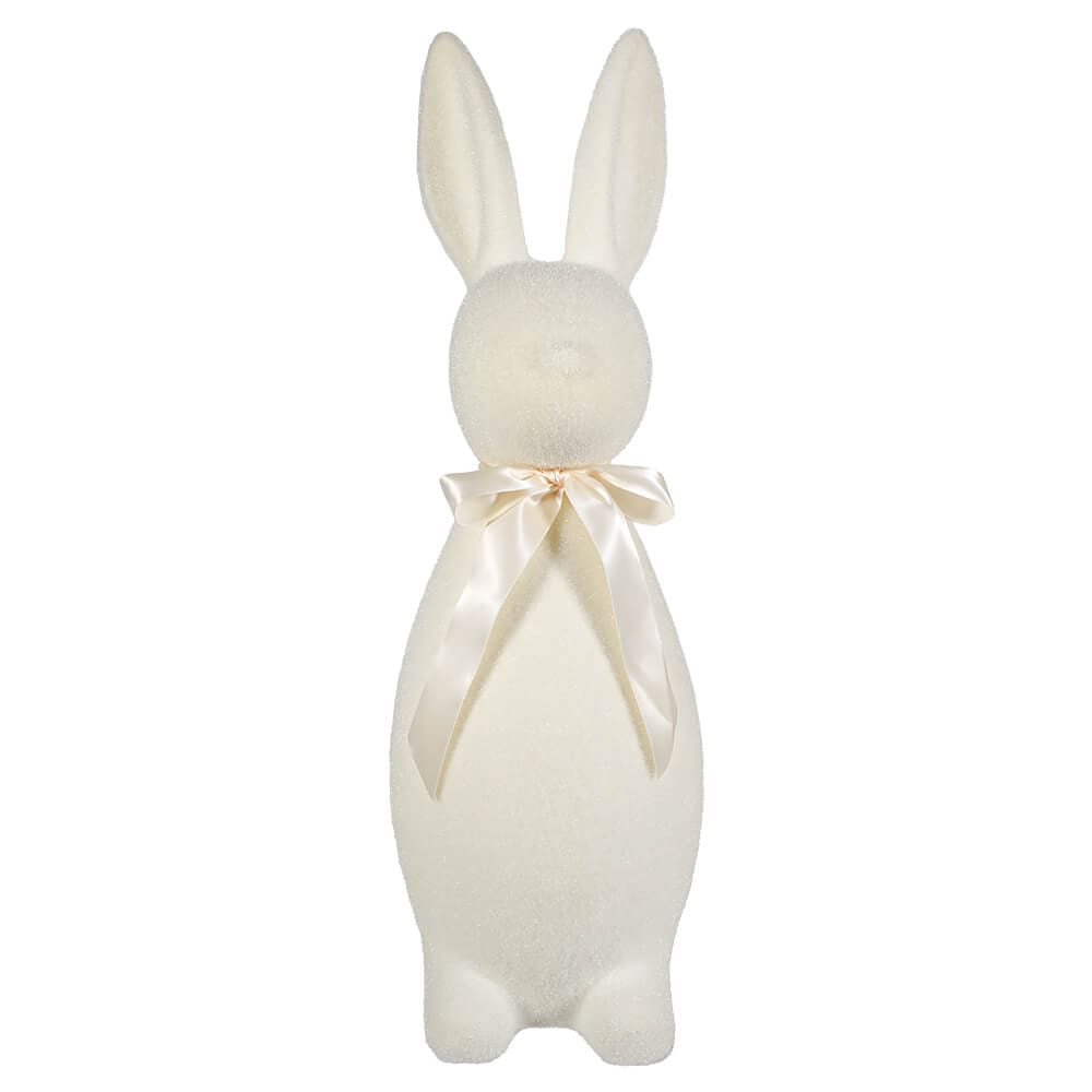 Flocked White Button Nose Bunny