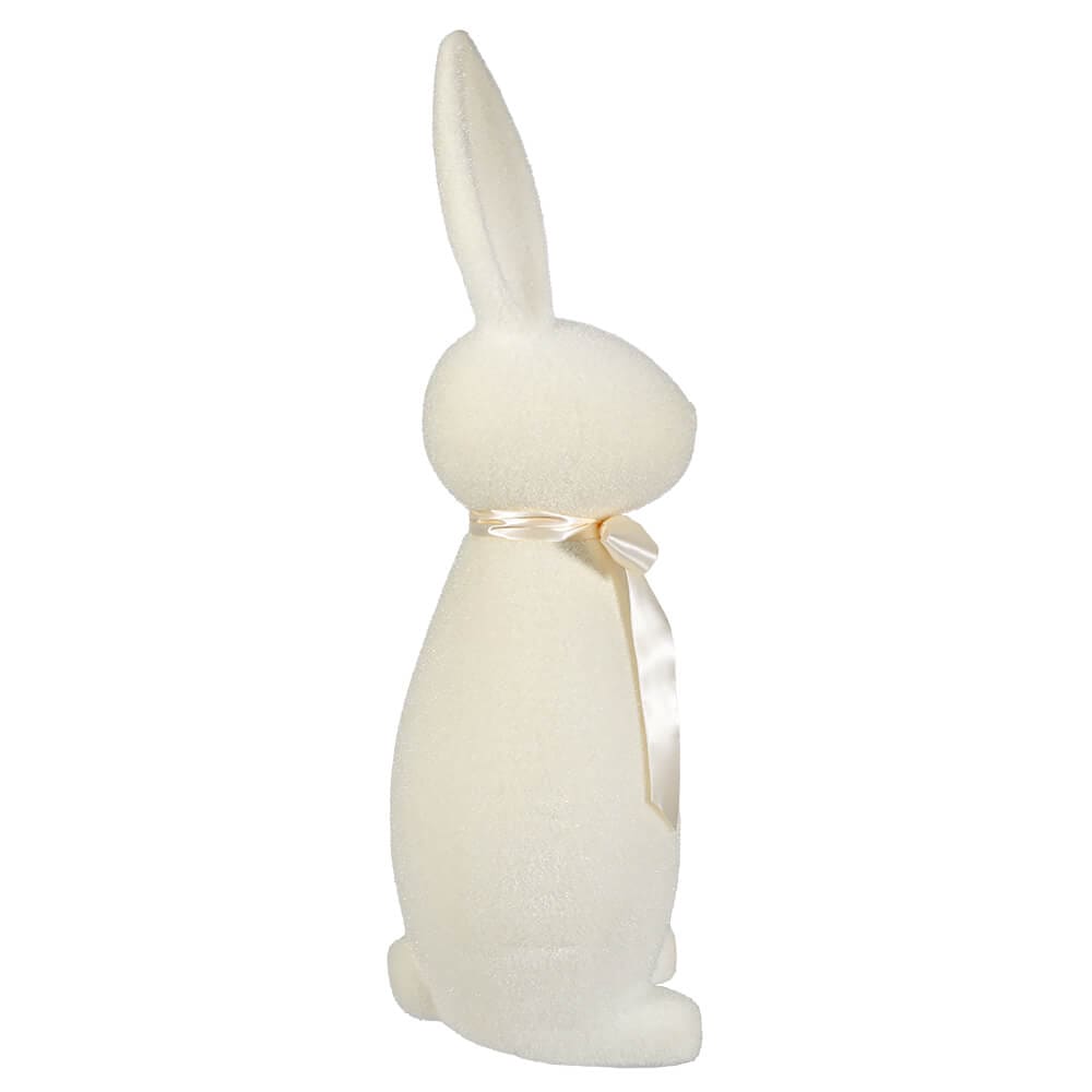 Flocked White Button Nose Bunny