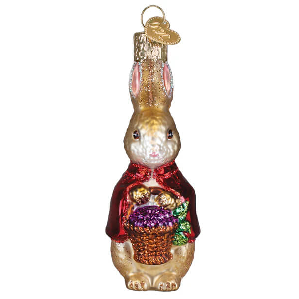 Flopsy ornament featuring a white rabbit holding a wicker basket, perfect for easter ornaments and decor