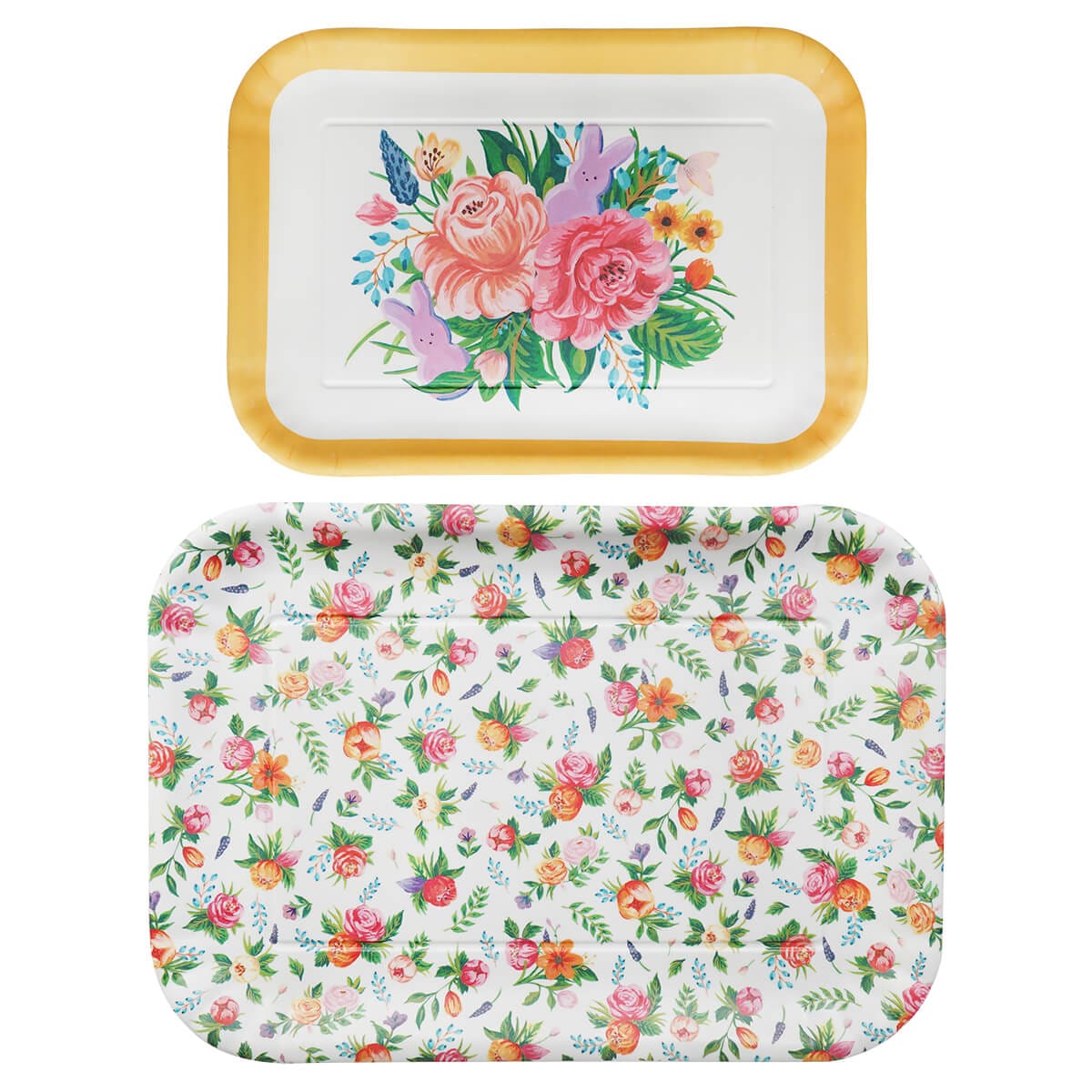 Floral Peeps Melamine Trays Set/2