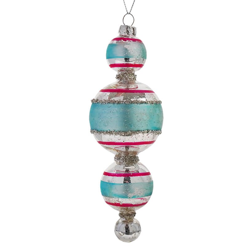 Four Ball Striped Glass Ornament