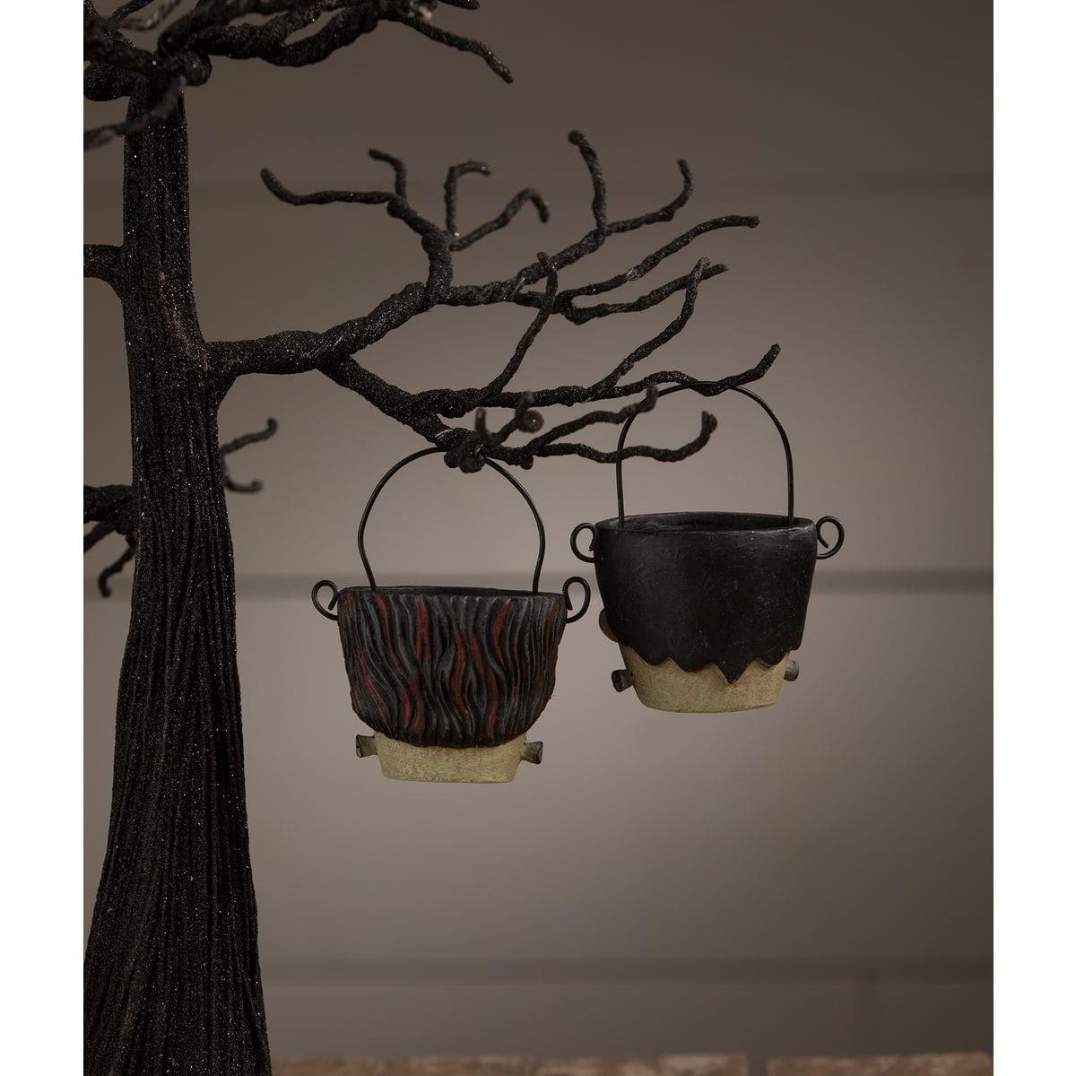 Frank & Bride Teeny Halloweenie Pail Ornaments Set/2