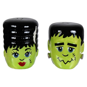 Frank monster and bride salt and pepper shakers set of 2 ceramic halloween frankenstein salt and pepper decor