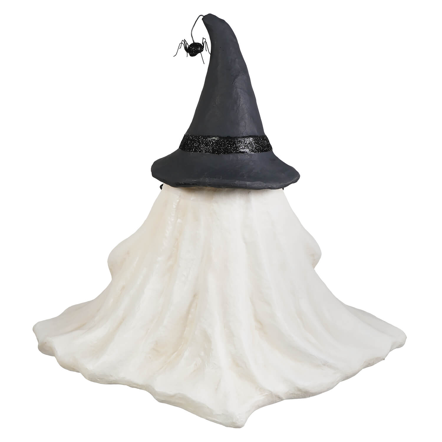 Frightened fergus shelf sitter with black glittery witch hat and spider halloween ghost figures decor and ornaments