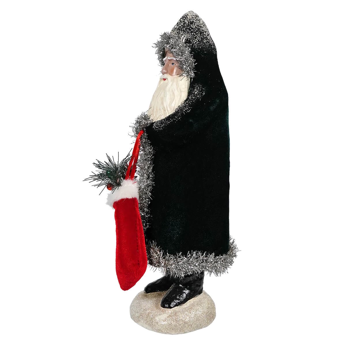 Frosted Evergreen Velvet Belsnickle Santa - Christmas