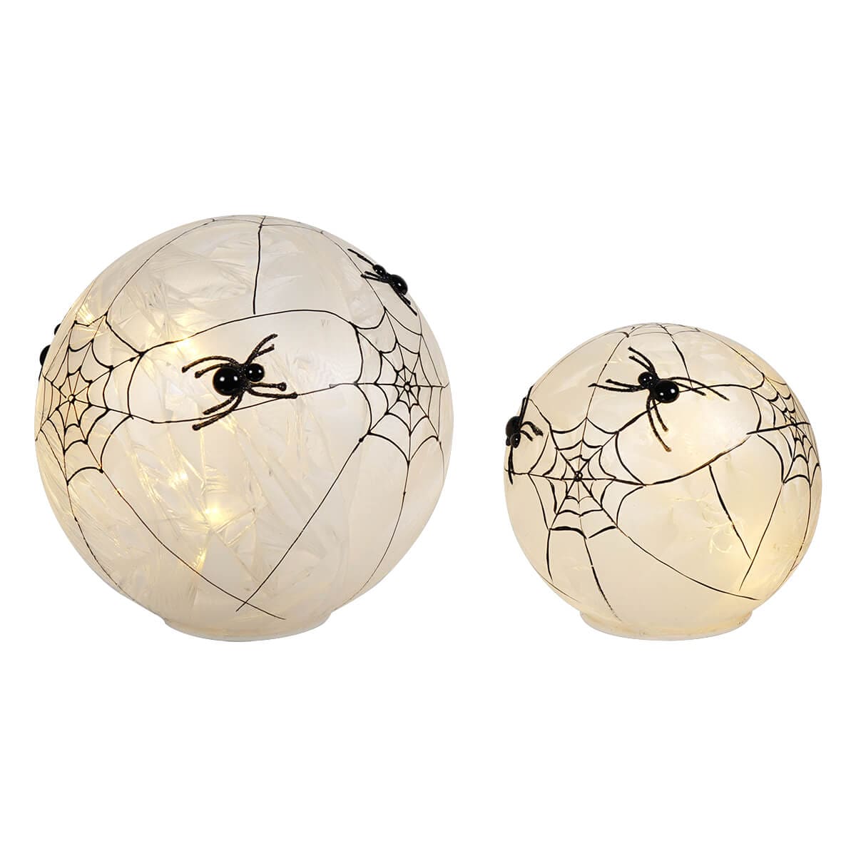 Frosted Glass LED Spider Web Globes Set/2