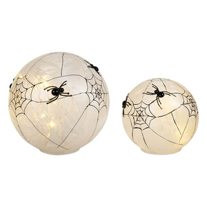 Frosted Glass LED Spider Web Globes Set/2