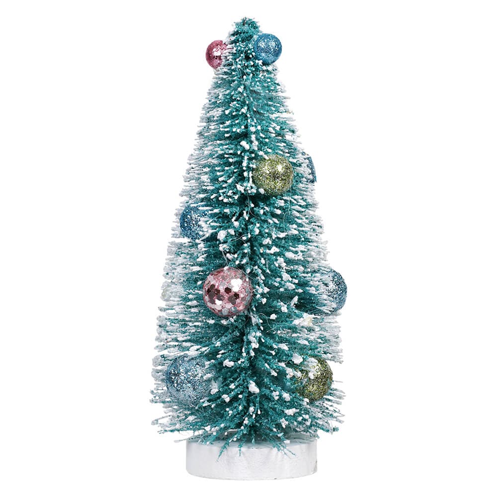 Frosted & Glittered Aqua Bottle Brush Tree