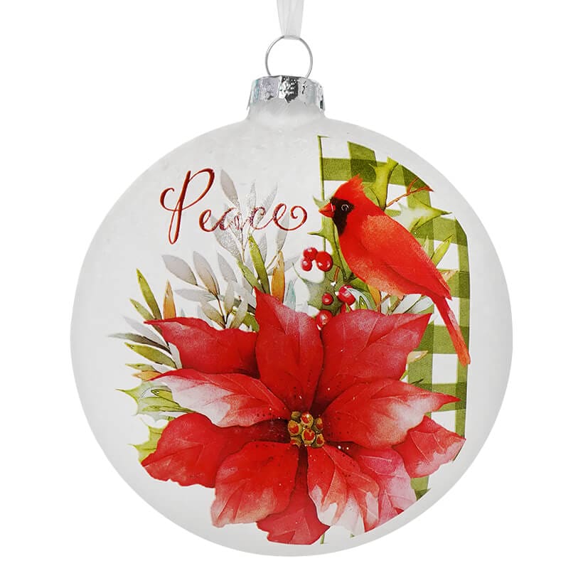 Frosted Peace Poinsettia Ornament