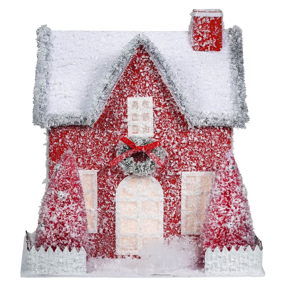 Frosted Red Lighted Paper House