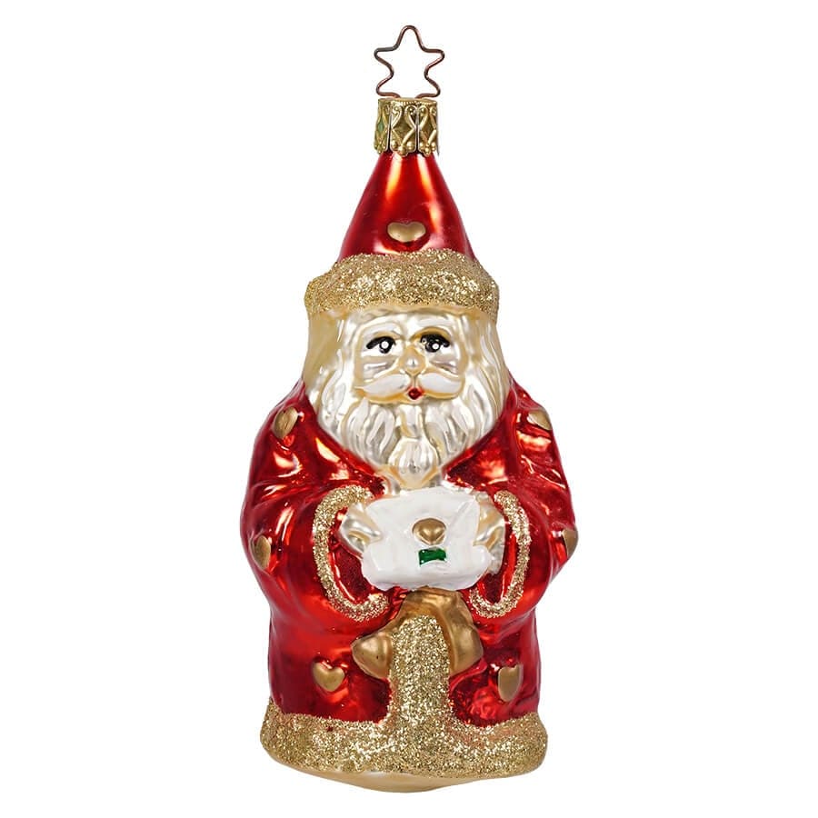 German All My Love Red Santa Ornament