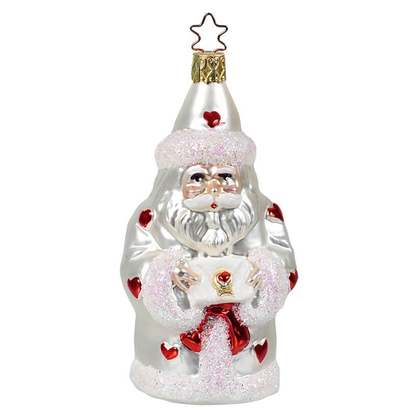 German All My Love White Santa Ornament