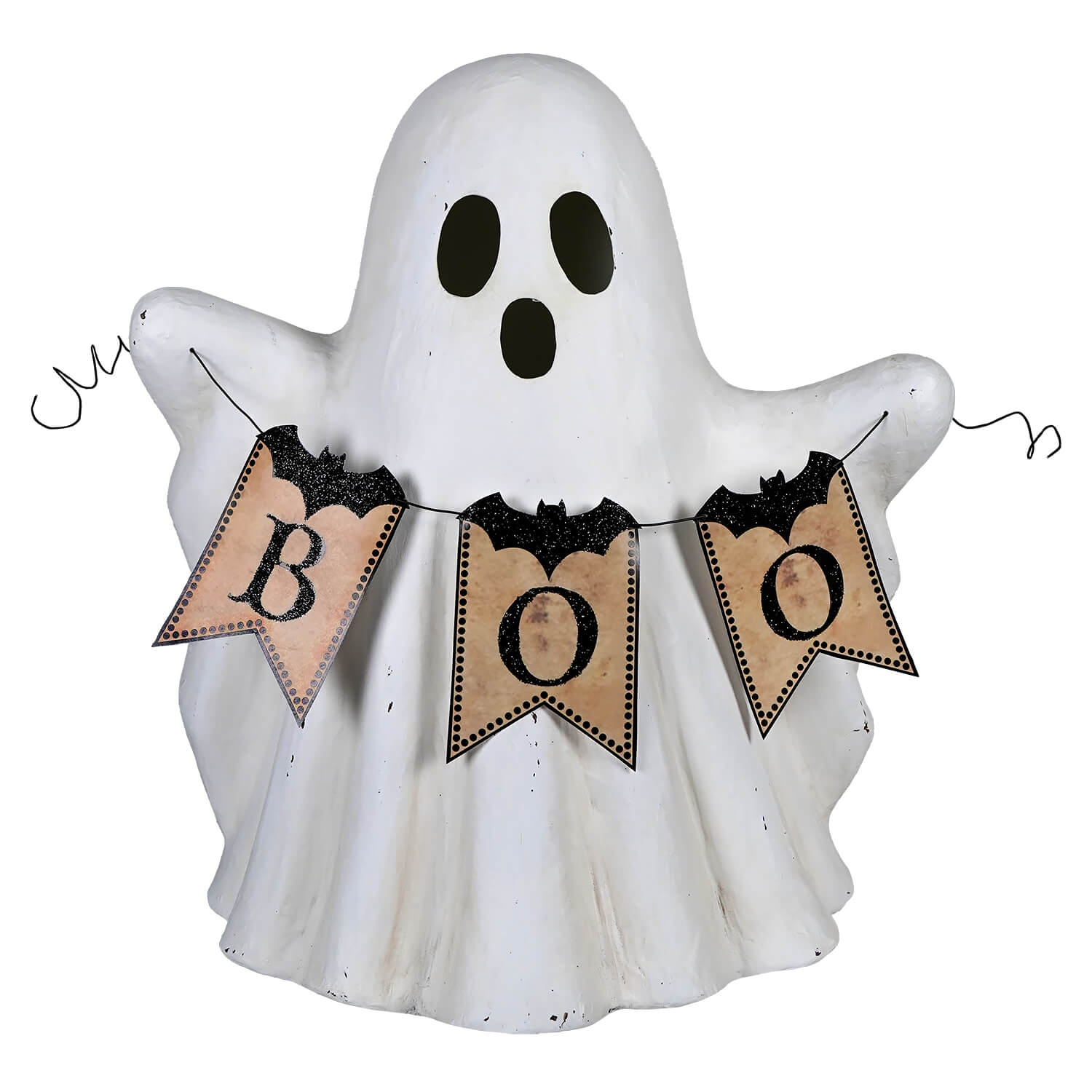 Ghost with boo garland halloween ghosts decoration featuring white fabric spooky figures for festive fun