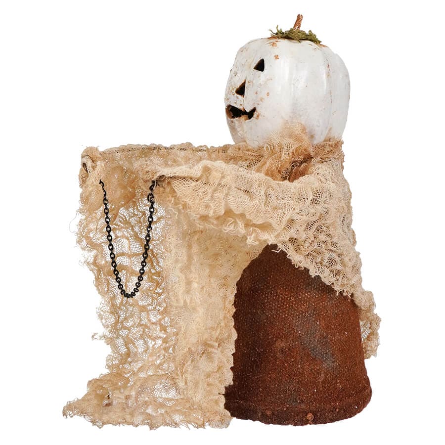 Ghostly Standing White Pumpkin Jack-O’-Lantern - Halloween