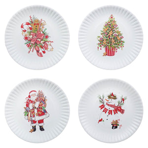 Gingerbread & Candy Cane Melamine Plates Set/4 - Christmas