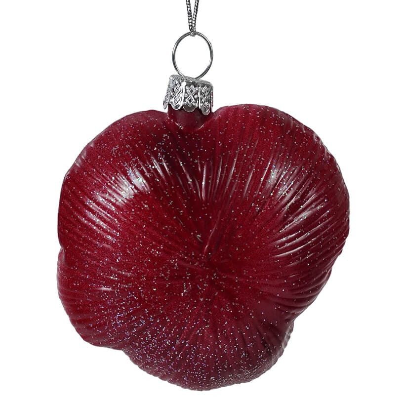 Glass Burgundy & Pink Pansy Ornament - Ornaments