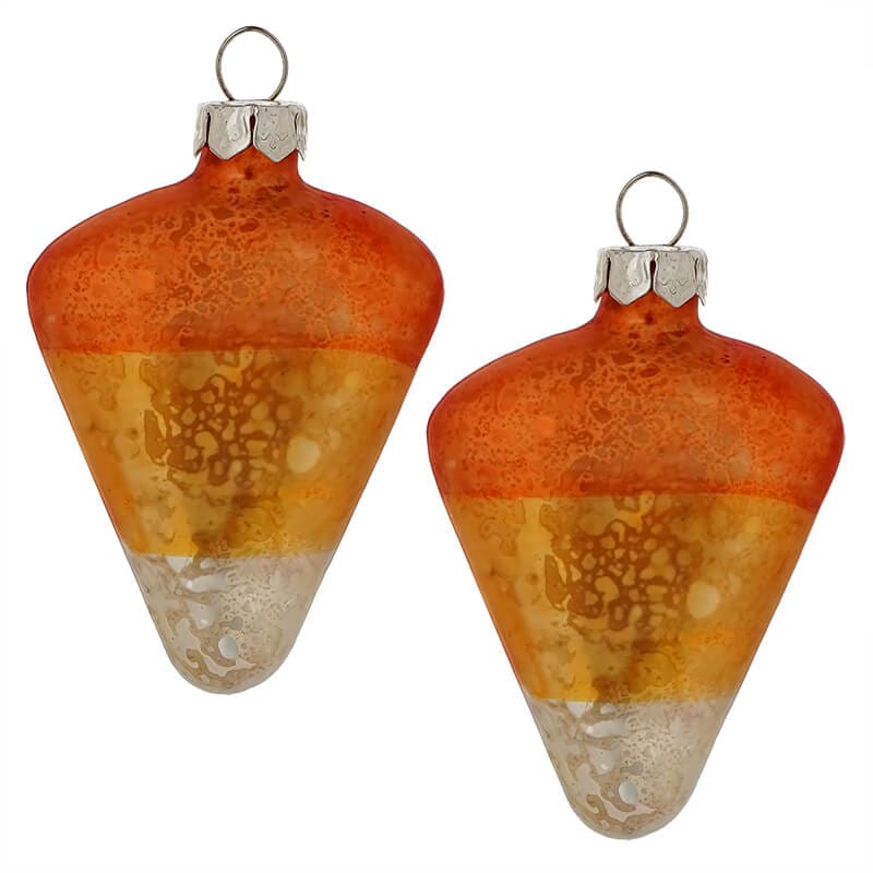 Glass Candy Corn Ornaments Set/2