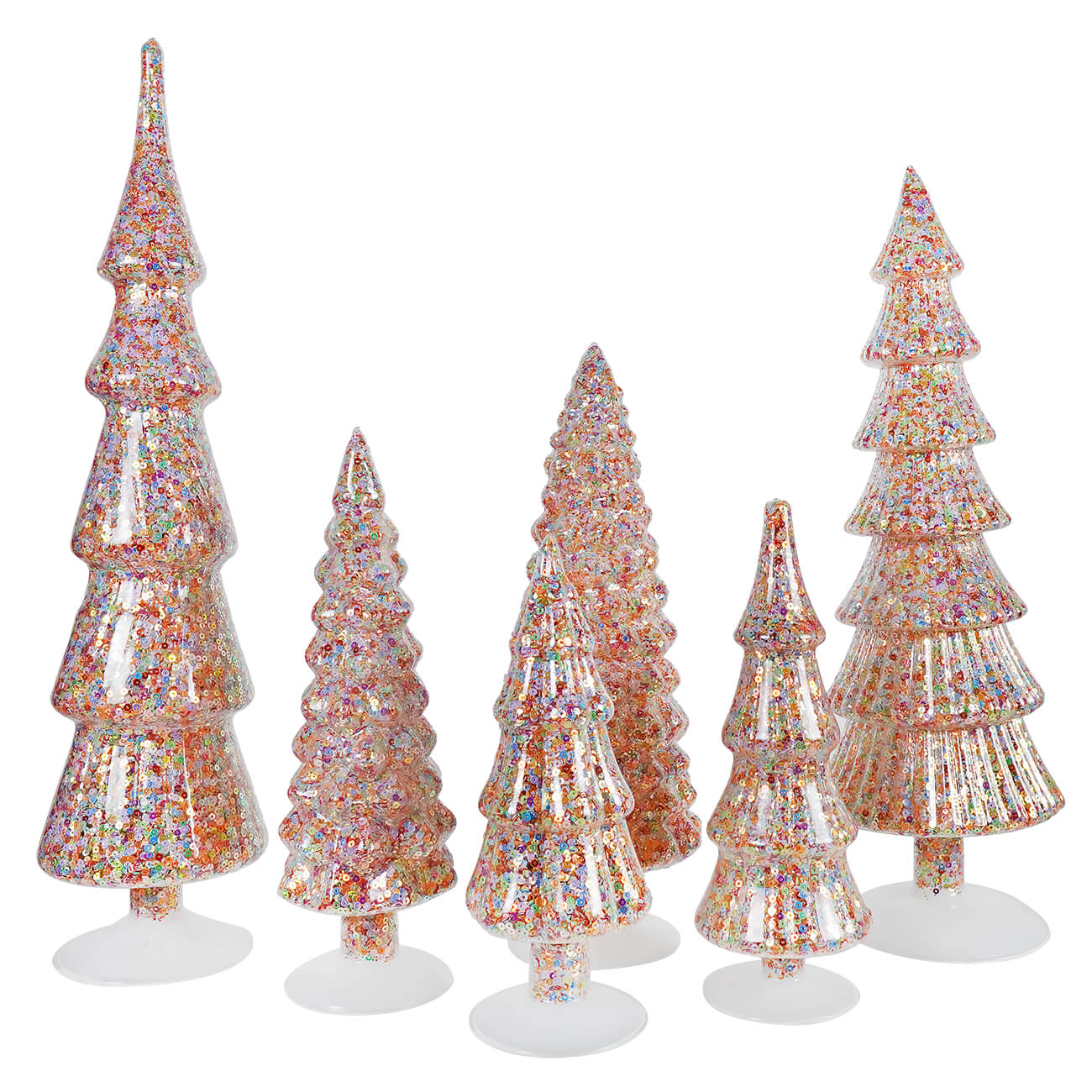 Glass Confetti Trees Set/6 - Ornaments