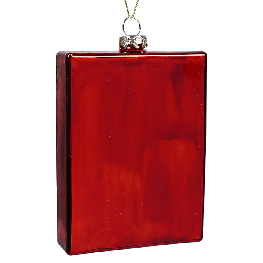 Glass Glittered Cardinal On Branch Rectangular Ornament - Ornaments