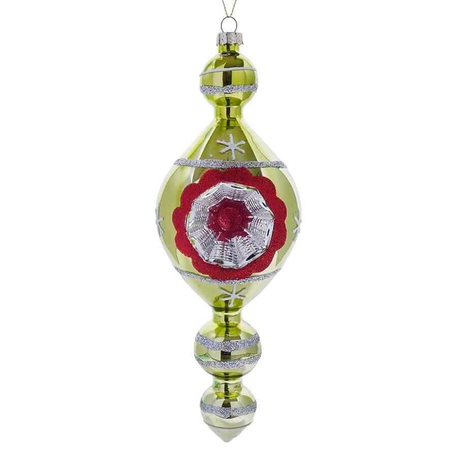 Glass Glittered Shiny Retro Finial Ornament