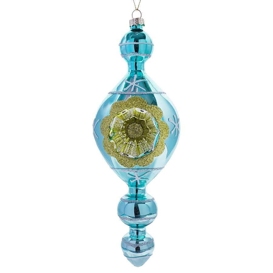 Glass Glittered Shiny Retro Finial Ornament