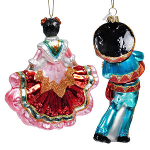Glass Mariachi and Dancer Ornaments Set/2