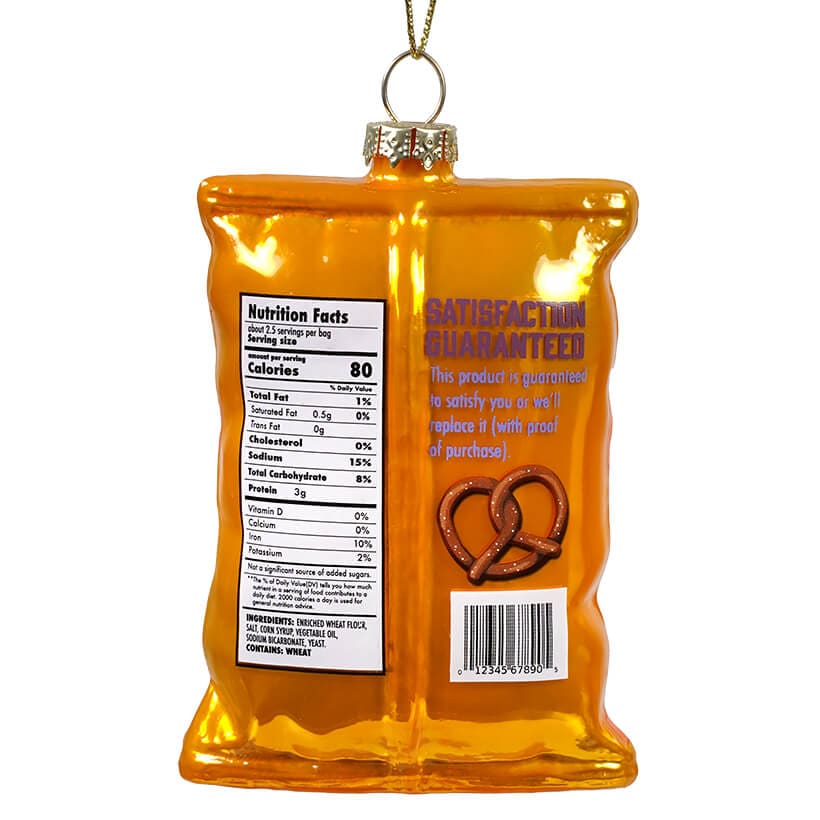 Glass Mini Twist Pretzels Snack Bag Ornament - Ornaments