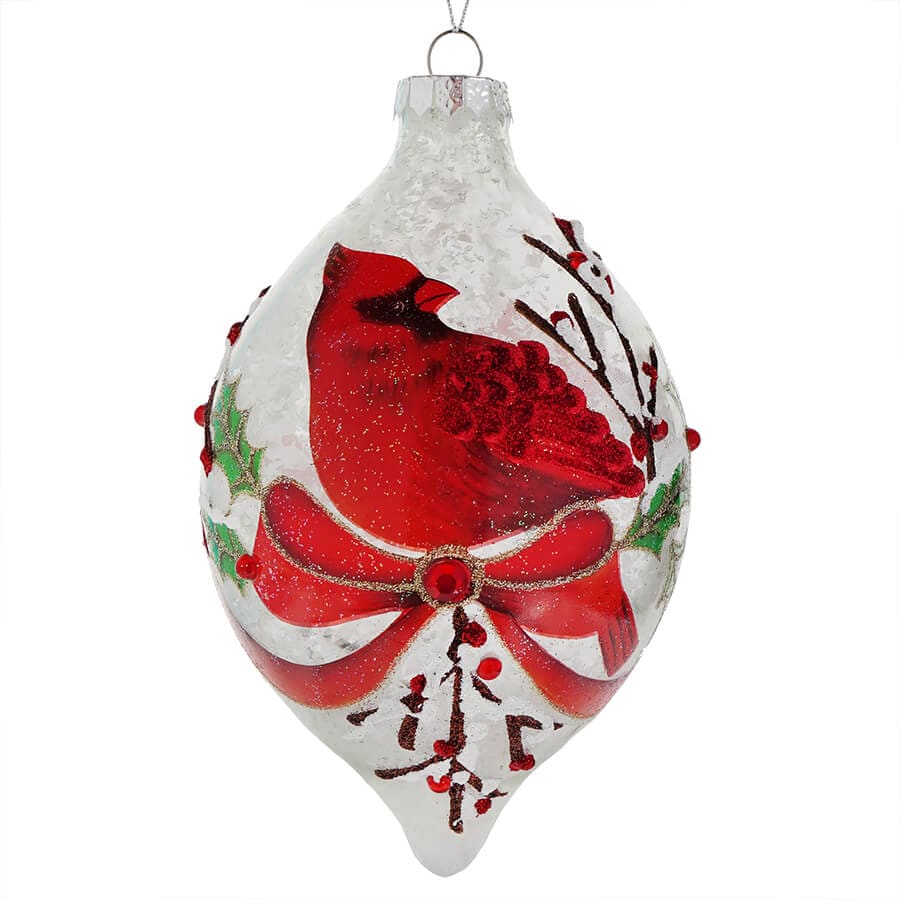 Glass Ornament With Cardinal