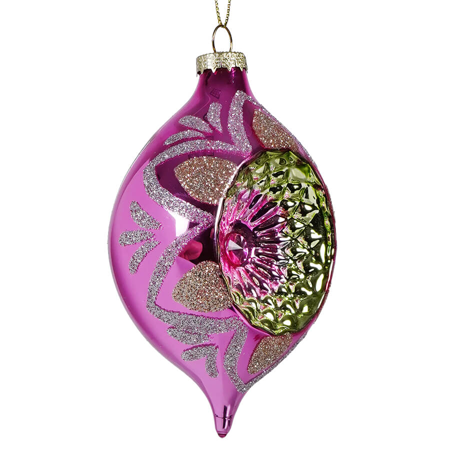 Glass Pink Reflector Finial Ornament - Ornaments