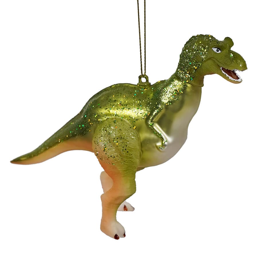 Glass & Resin Green T-Rex Ornament - Ornaments