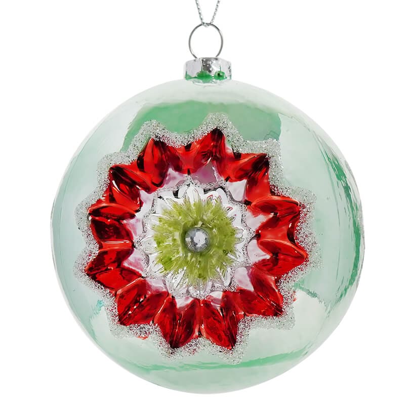 Glass Retro Mint Reflector Ball Ornament