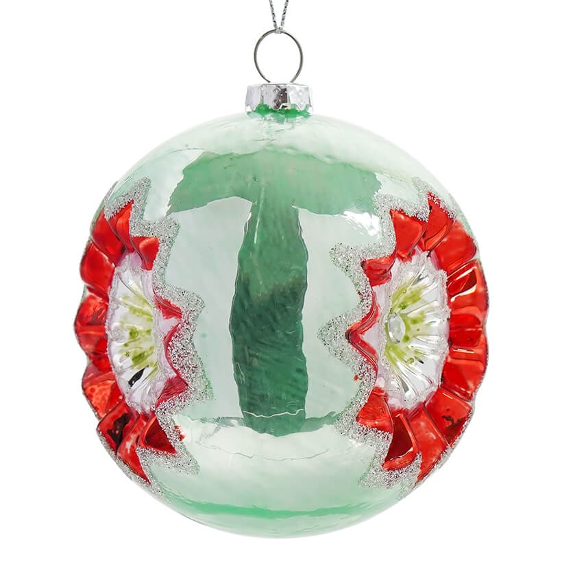 Glass Retro Mint Reflector Ball Ornament