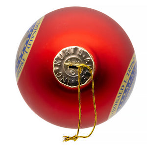 Red matte-finish glass trump ball ornament with gold cap and ribbon perfect as a trump ball commemorative people ornament