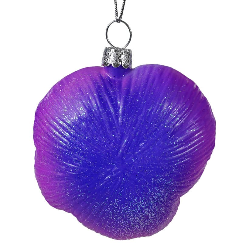 Glass Violet & Yellow Pansy Ornament - Ornaments