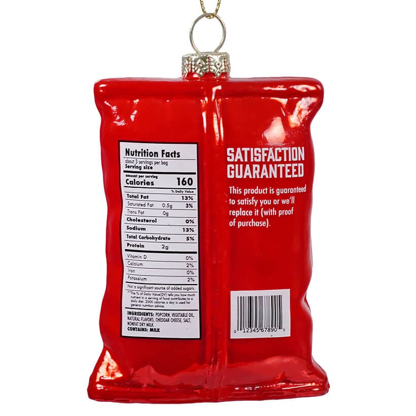 Glass White Cheddar Popcorn Snack Bag Ornament - Ornaments