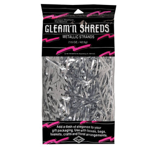 Bag of gleam n shreds metallic silver tinsel strands with shiny silver tinsel shreds for decoration or crafting