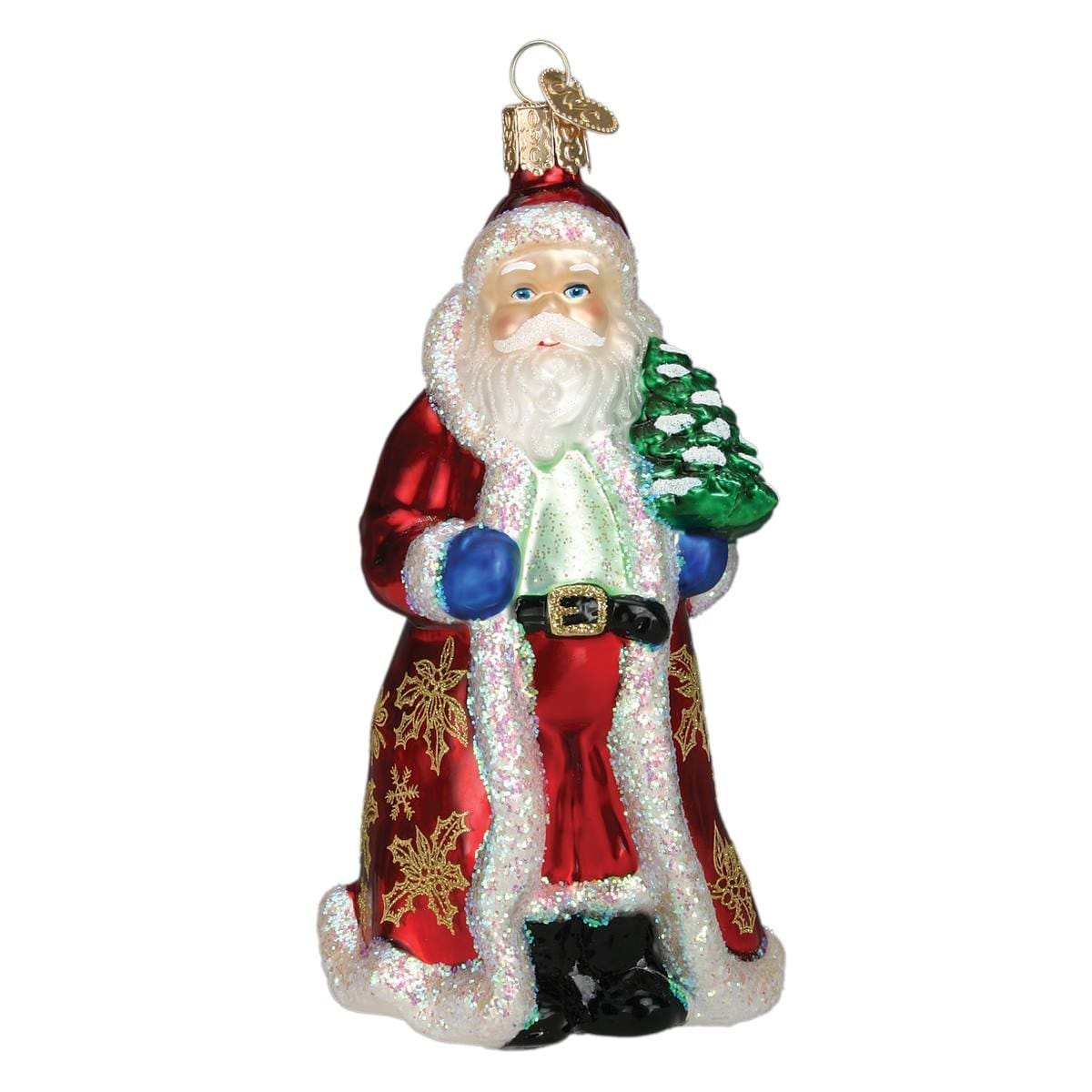 Glistening Golden Santa Ornament