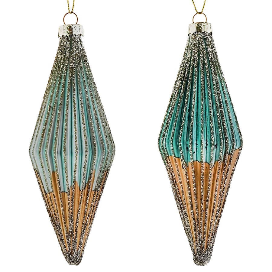 Glitter Stripe Kismet Ornaments Set/2