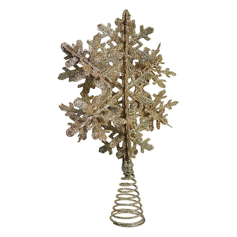 Glittered 3D Gold Snowflake Tree Topper