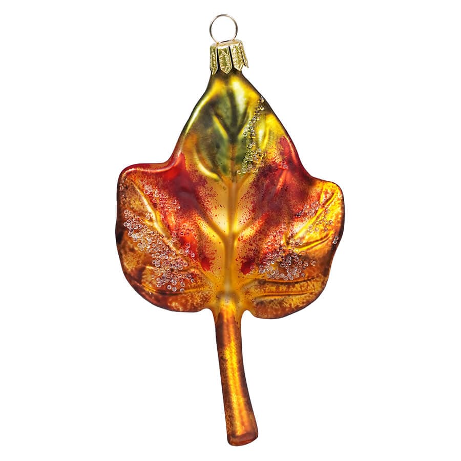 Glittered Autumn Colors Maple Leaf Ornament