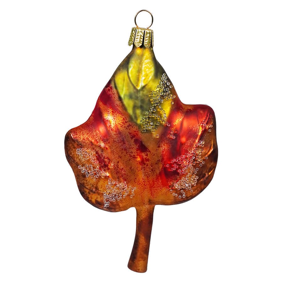 Glittered Autumn Colors Maple Leaf Ornament