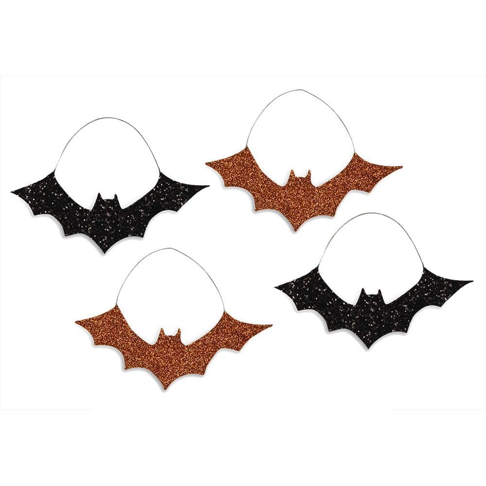 Glittered Bat Ornaments Set/4