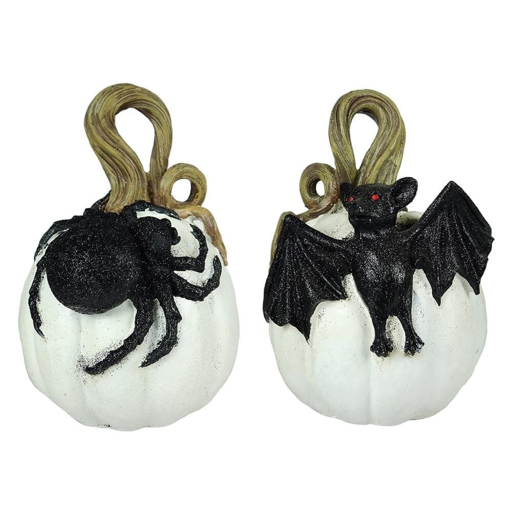 Glittered Bat & Spider Pumpkins Set/2