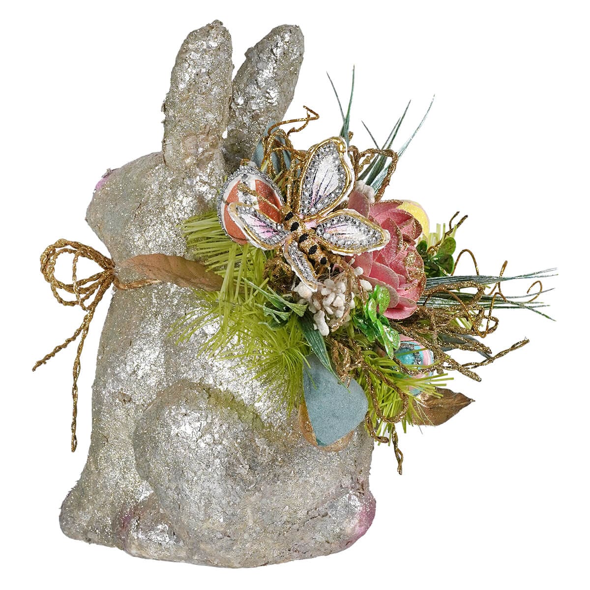 Glittered Bunny with Flowers