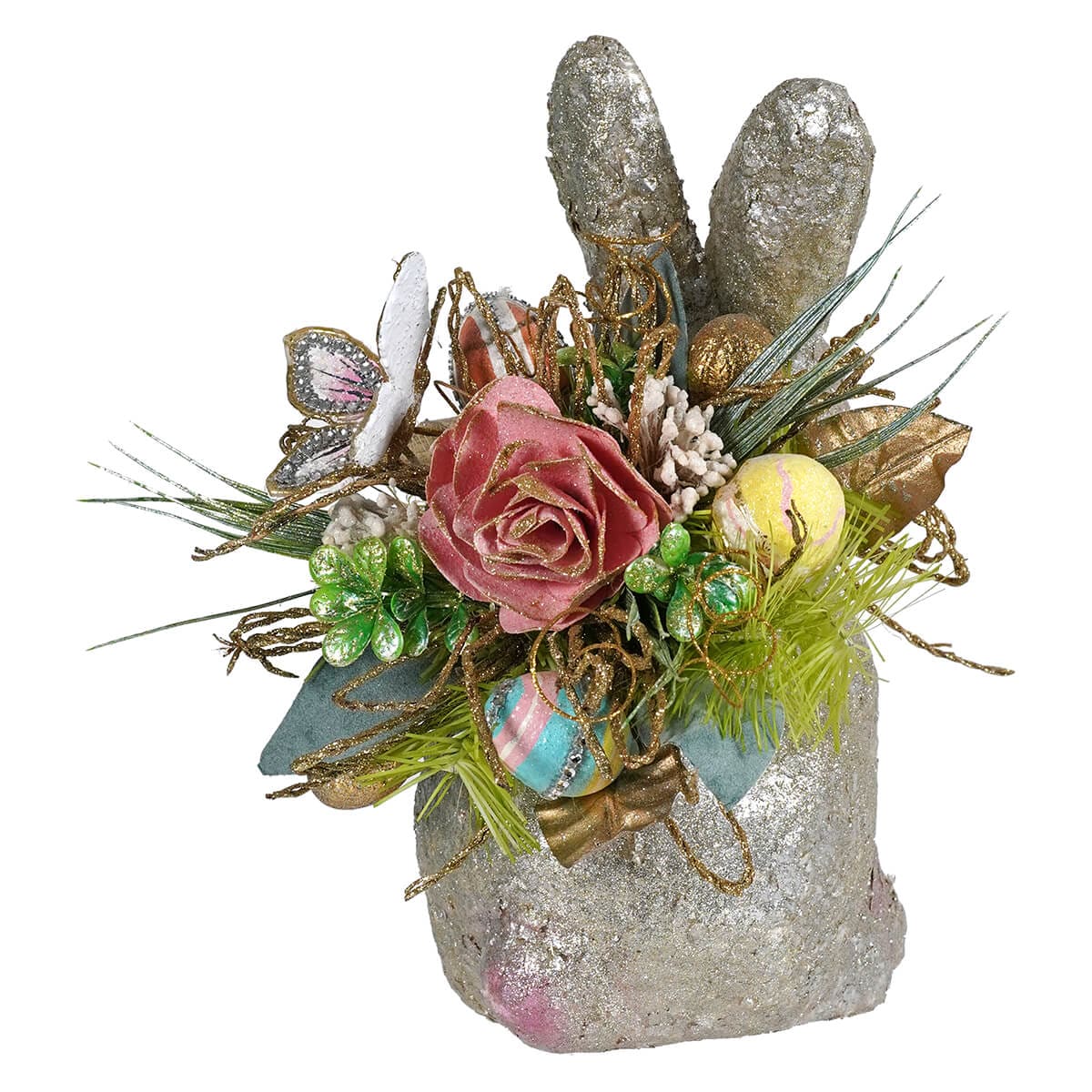 Glittered Bunny with Flowers