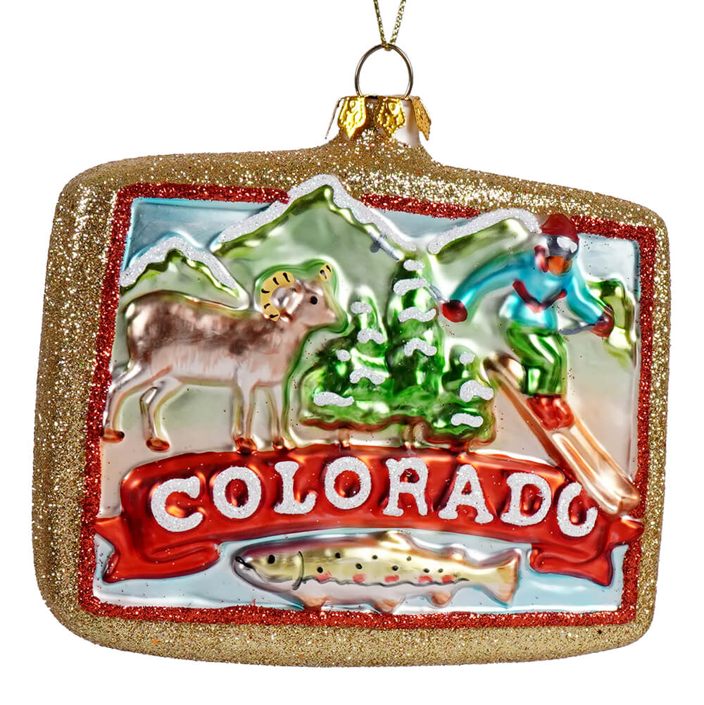 Glittered Glass Colorado State Ornament - Ornaments