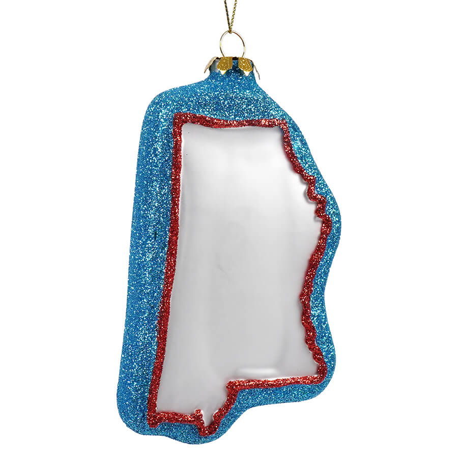 Glittered Glass Mississippi State Ornament - Ornaments